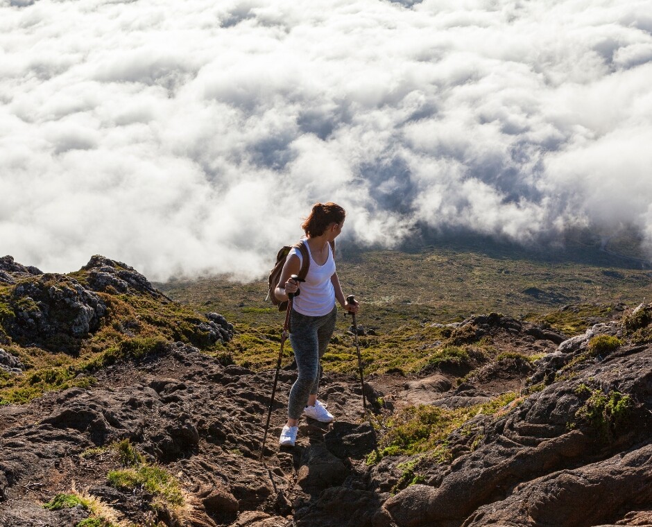 digital nomads in the azores climbing pico